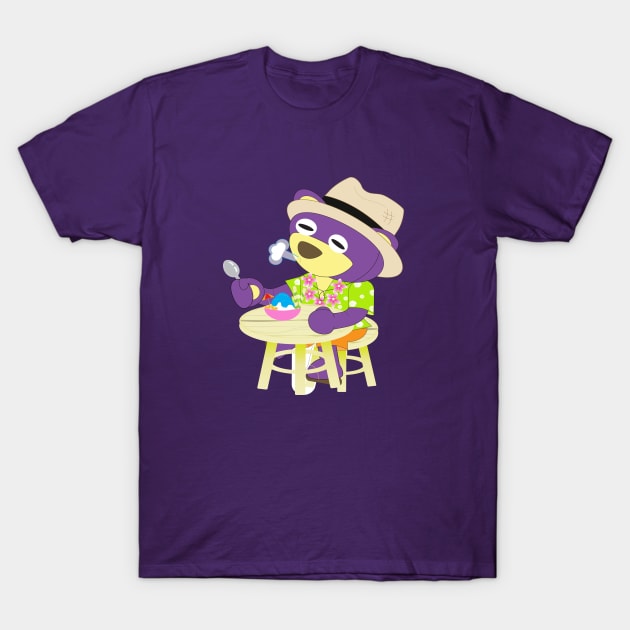 Mr.Purple bear in Hawaii shirt with shaved ice T-Shirt by Figaro-17